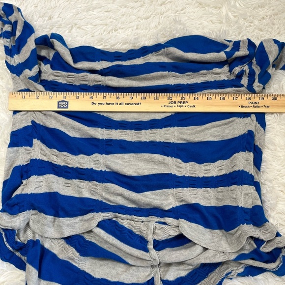 Free People | Blue & Gray Striped Ruched Cardigan - Picture 9 of 11